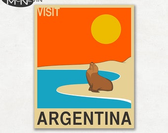 ARGENTINA, SOUTH AMERICAN Travel Poster, Retro Pop Art