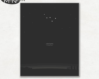 CASSIOPEIA CONSTELLATION, Astronomy Print, Photographic Print for the Home Decor