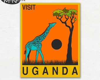 UGANDA, AFRICAN Travel Poster, Retro Pop Art