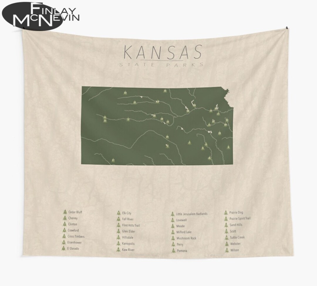 KANSAS PARKS TAPESTRY State Park Map Wall Tapestry for the - Etsy