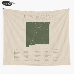 NEW MEXICO PARKS Tapestry, National and State Park Map, Wall Tapestry for the home decor. image 1