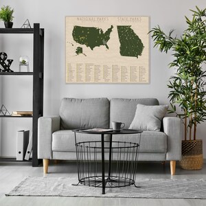 NATIONAL and STATE PARK Map of Georgia and the United States, Fine Art Photographic Print for the home decor. image 5