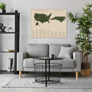NATIONAL and STATE PARK Map of North Carolina and the United States, Fine Art Photographic Print for the home decor. image 4