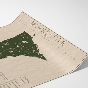 MINNESOTA PARKS, National and State Park Map, Fine Art Photographic Print for the home decor. image 3