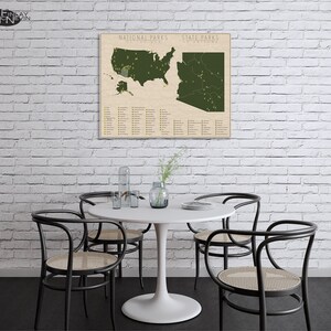 NATIONAL and STATE PARK Map of Arizona and the United States, Fine Art Photographic Print for the home decor. image 5
