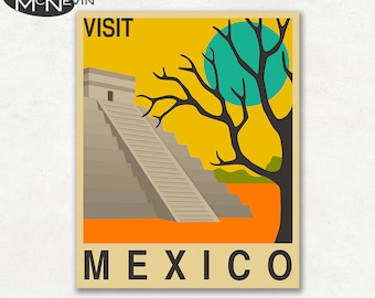 MEXICO, SOUTH AMERICAN Travel Poster, Retro Pop Art