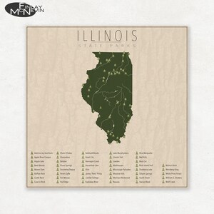 ILLINOIS PARKS, State Park Map, Fine Art Photographic Print for the home decor. image 1