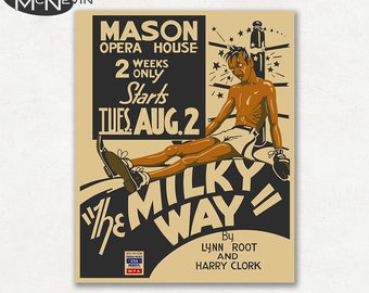 The MILKY WAY, Vintage Theatre Poster, 1930's WPA Poster Reproduction, Classic Boxing Play Print