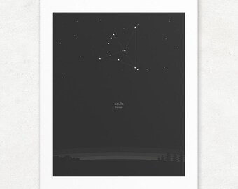 Aquila Constellation Fine Art Print, Celestial Night Sky Illustration, Unframed Giclee Print