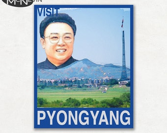 PYONGYANG, Asian Travel Poster, Retro Pop Art