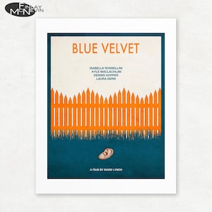 Retro Style &#39;Blue Velvet&#39; Minimalist Movie Poster Print - Unframed Giclee Art