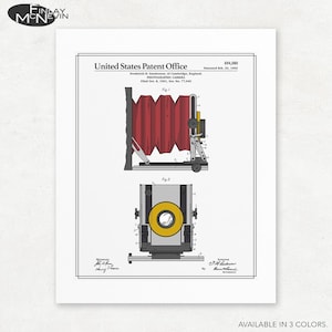 Vintage Camera Patent Print - Unframed Giclee Art in 3 Color Variations