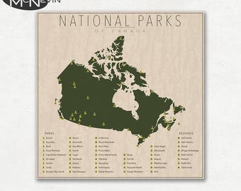 NATIONAL PARKS of CANADA, National Parks and Reserves Map, Fine Art Photographic Print for the home decor.