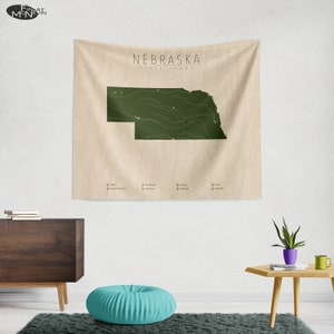 NEBRASKA PARKS TAPESTRY, State Park Map, Wall Tapestry for the home decor. image 2