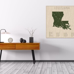 LOUISIANA PARKS, State Park Map, Fine Art Photographic Print for the home decor. image 4