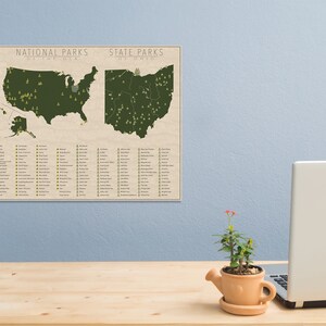 NATIONAL and STATE PARK Map of Ohio and the United States, Fine Art Photographic Print for the home decor. image 4