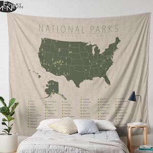U.S. National Parks Map Tapestry with State Borders - Vintage Wall Art Decor image 4