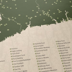 CONNECTICUT PARKS, State Park Map, Fine Art Photographic Print for the home decor. image 2