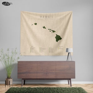 HAWAII PARKS TAPESTRY, National and State Park Map, Wall Tapestry for the home decor. image 3