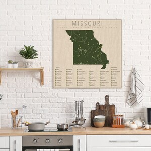 MISSOURI PARKS, National and State Park Map, Fine Art Photographic Print for the home decor. image 4