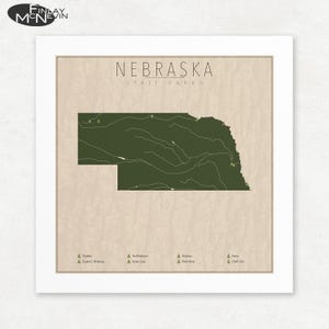 Nebraska State Parks Map, Giclée Print, Vintage Wall Art, Unframed, Nature Lover Gift