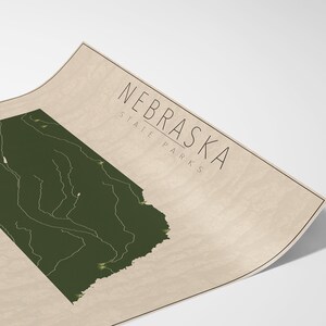 NEBRASKA PARKS, State Park Map, Fine Art Photographic Print for the home decor. image 3