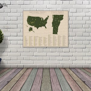 NATIONAL and STATE PARK Map of Vermont and the United States, Fine Art Photographic Print for the home decor. image 2