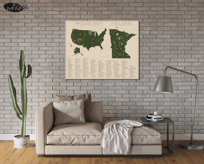 NATIONAL and STATE PARK Map of Minnesota and the United States, Fine Art Photographic Print for the home decor. Bild 4