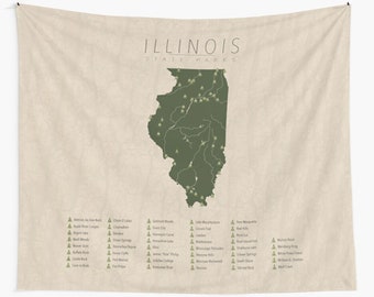 Illinois Parks Tapestry - State Park Map Wall Art Decor