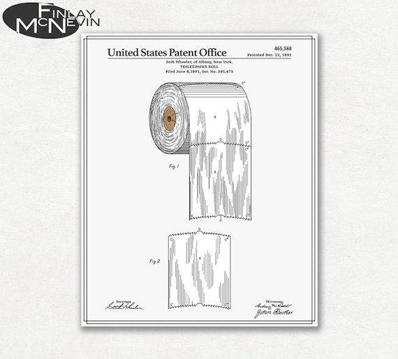 Toilet Paper Roll Patent Print Poster 1930 Historical Vintage Wall Art Great Gift Idea