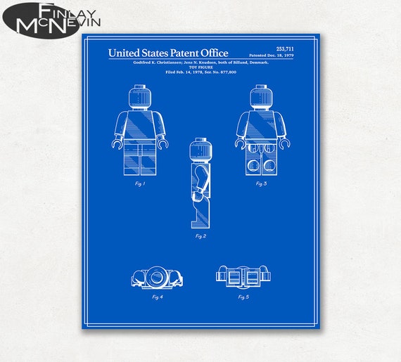 LEGO MAN Patent Vintage Fine Art Print Poster v2 Colour