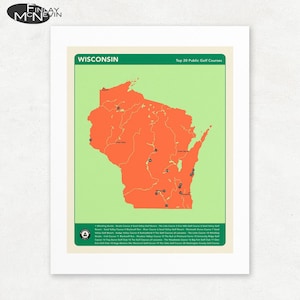 Wisconsin&#39;s Top 20 Public Golf Courses - Unframed Giclee Print