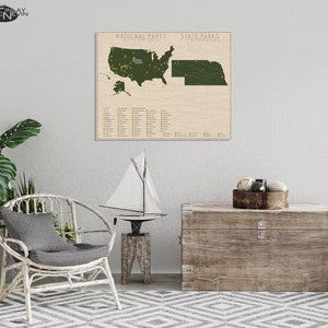 NATIONAL and STATE PARK Map of Nebraska and the United States, Fine Art Photographic Print for the home decor. image 4