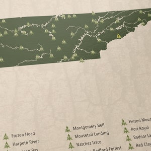 TENNESSEE PARKS, National and State Park Map, Fine Art Photographic Print for the home decor. image 2