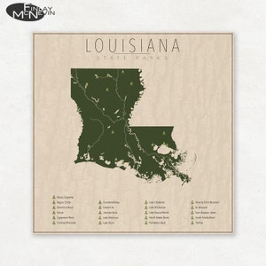 LOUISIANA PARKS, State Park Map, Fine Art Photographic Print for the home decor. image 1