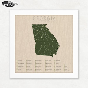 Georgia State Parks Map, Giclée Print, Vintage Wall Art, Unframed, Nature Lover Gift