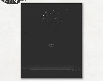 GEMINI CONSTELLATION, Astronomy Print, Photographic Print for the Home Decor