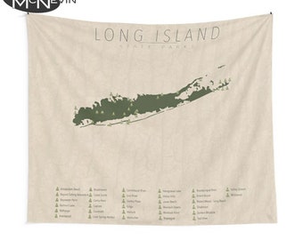 LONG ISLAND PARKS Tapestry, State Park Map, Wall Tapestry for the home decor.