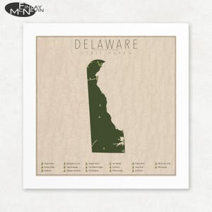 Delaware State Parks Map, Giclée Print, Vintage Wall Art, Unframed, Nature Lover Gift