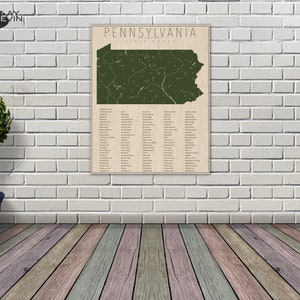 PENNSYLVANIA PARKS, National and State Park Map, Fine Art Photographic Print for the home decor. image 2