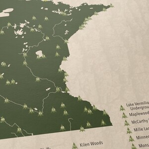 MINNESOTA PARKS, National and State Park Map, Fine Art Photographic Print for the home decor. image 2