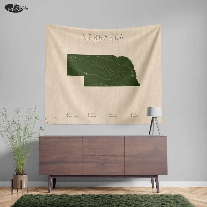 NEBRASKA PARKS TAPESTRY, State Park Map, Wall Tapestry for the home decor. image 3