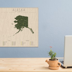ALASKA PARKS, National and State Park Map, Fine Art Photographic Print for the home decor. Bild 4