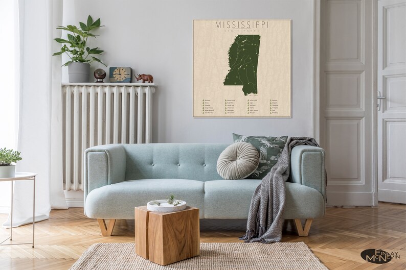 MISSISSIPPI PARKS, State Park Map, Fine Art Photographic Print for the home decor. image 5