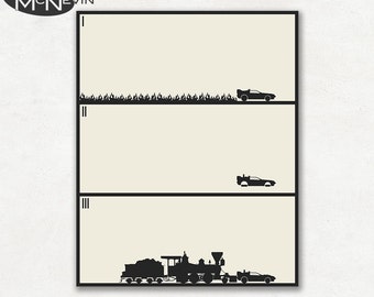 BACK to the FUTURE TRILOGY Minimalist Movie Poster, Fine Art Print - Beige Version