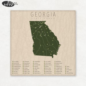 GEORGIA PARKS, State Park Map, Fine Art Photographic Print for the home decor. image 1