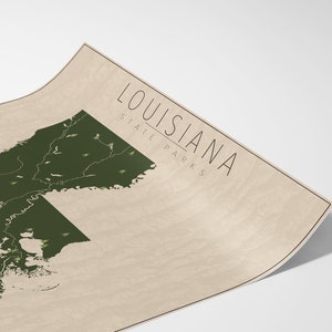 LOUISIANA PARKS, State Park Map, Fine Art Photographic Print for the home decor. image 3