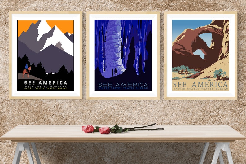 SEE AMERICA 3-Pack, Vintage 1930's WPA Poster Reproduction, United States Travel Posters image 5