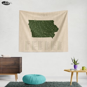 IOWA PARKS TAPESTRY, State Park Map, Wall Tapestry for the home decor. image 2