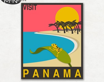 PANAMA, CENTRAL AMERICAN Travel Poster, Retro Pop Art